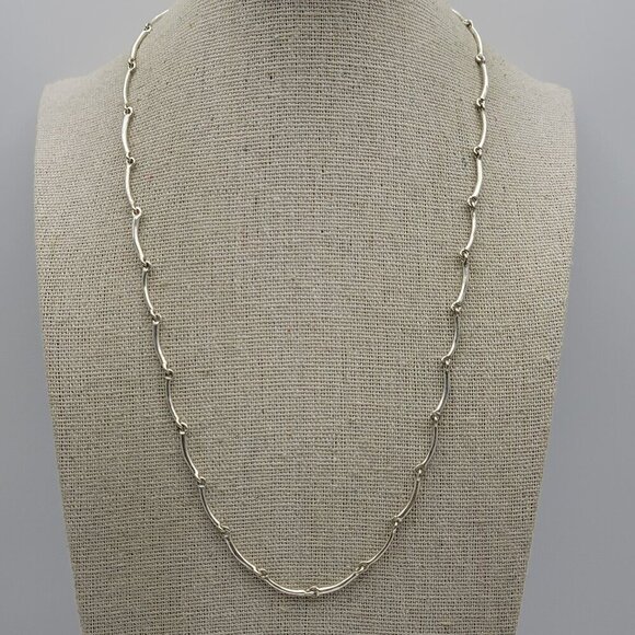 Madewell Silver Tone Bar Link Chain Necklace 19 Inch Lobster Clasp Minimalist - Picture 1 of 4
